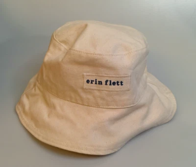 Sombrero cubo de lona Erin Flett azul y marfil reversible talla única hecho en Maine EE. UU. Foto 1 de 4