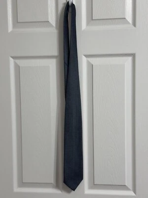 Corbata Romario Manzini Career Classic para hombre negra y azul geométrica  Foto 1 de 3