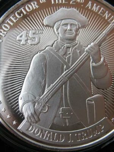1-OZ.999 DONALD J TRUMP PROTECTOR OF 2ND AMENDMENT SILVER COIN LE # ON EDGE+GOLD - Picture 1 of 12