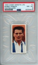 1959 Cadet Sweets Ltd. Footballers #1 Bobbie Robson West Bromwich PSA 8 (978)