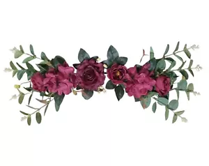 Burgunderrose Hortensie Eukalyptus 20" Tür Fenster Bogen Swag Seide Blume Dekor - Bild 1 von 3