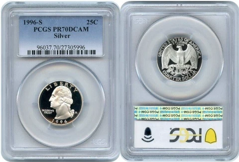 1996 S SILVER WASHINGTON QUARTER 25C PCGS PR70DCAM Cover