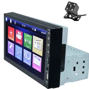 Single Din 7in Radio Car Stereo For Appe Carplay Android Auto Bluetooth W/Camera - Picture 1 of 16