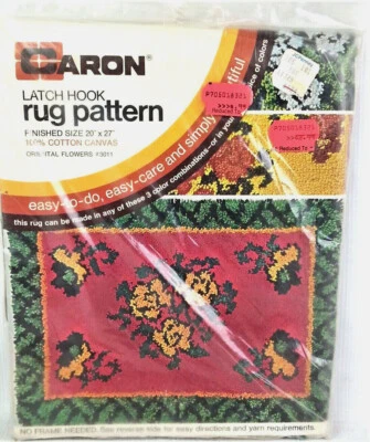 Caron Latch Hook Oriental Flowers 3011 Rug Pattern Arts & Crafts Hobby SEALED - Image 1 of 4