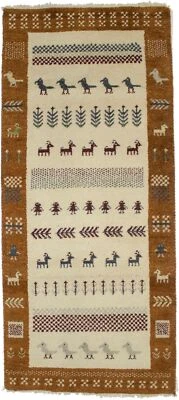 Modern Tribal Design Indo-Gabbeh Area Rug Plush Oriental Decor Carpet 3X6 ft - Image 1 of 4