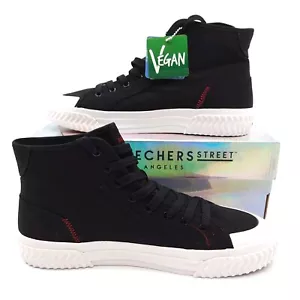 Skechers Womens 11 Street Trax Hi Tread Highly High Top Lace Up Shoe Vegan Black - Picture 1 of 6