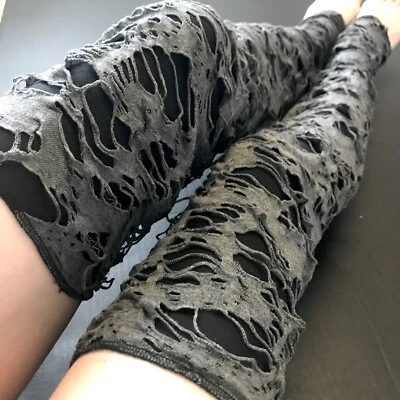 Gray Mummy Leg Warmers Bandage Knee Socks Zombie Costume Ripped Leg Wraps Covers - Image 1 of 4