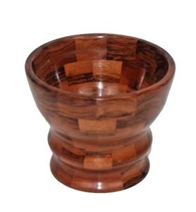 Unique Hand Crafted Hand Turned Walnut Pedestal Vase Segmented Tom Flak RARE 5" - Picture 1 of 7