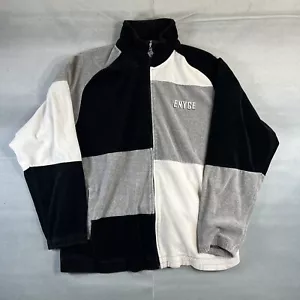 VTG Y2K Enyce Velour Track Jacket Mens XXL Black Gray Block Full Zip 90s - Picture 1 of 9