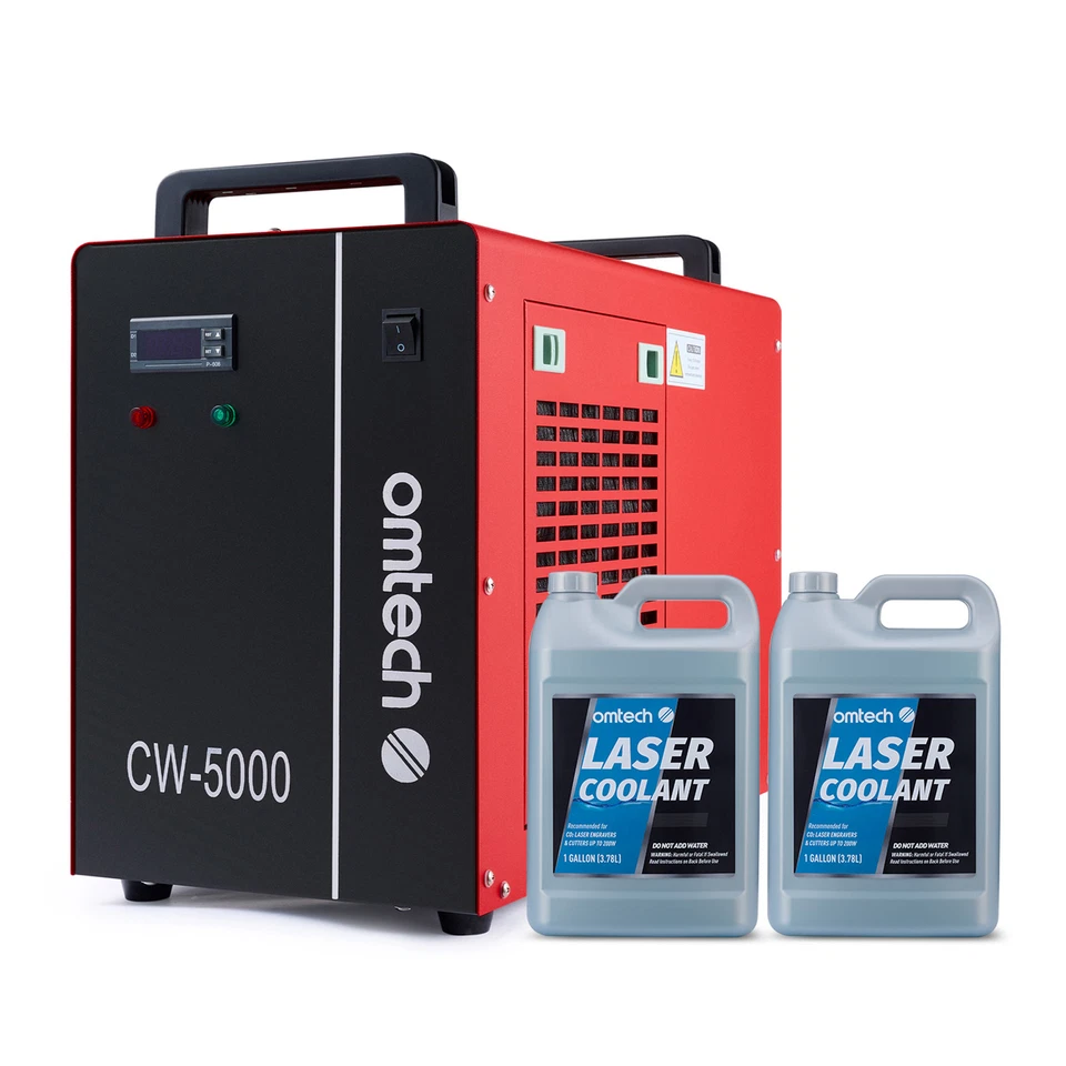 OMTech CW5000 Water Chiller for CO2 Laser Engraver with 2 Pack Laser Coolant