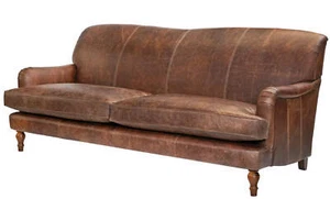 Howard Sofa in Distressed Vintage Leather – Classic British Design - Picture 1 of 25