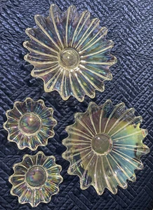 Rare Set of 4 MCM Federal Glass Celestial Iridescent Clear Glass Bowls - Picture 1 of 11