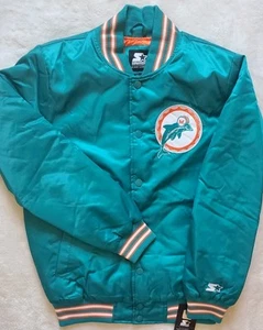 Miami Dolphins Black Label Starter Jacket Quilt Line Full Snap -DOLPHINS- Sz 2XL - Picture 1 of 16