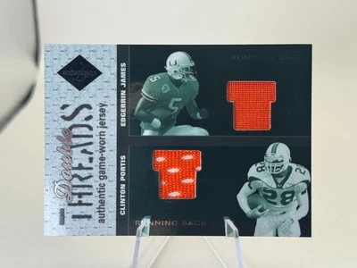 USADO EN EL JUEGO Edgerrin James Clinton Portis Miami Hurricanes Doble Jersey Tarjeta Hoja  Foto 1 de 2