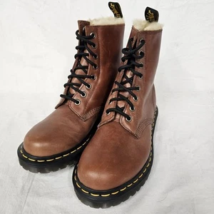 Stivali donna Dr. Martens 1460 Serena taglia 5 foderati in pelliccia sintetica stringati cognac - Foto 1 di 16