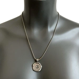 Collar Colgante Vintage 21" Tono Plata Signo Paz Dije - Imagen 1 de 3