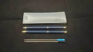 CROSS WOMEN'S BLUE & GOLD BALLPOINT PEN & 0.5mm MECHANICAL PENCIL #244105 - Picture 1 of 11