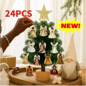24 Stück Engel Holz Christbaumschmuck kleiner Weihnachtsengel Ornament HO T - Bild 1 von 14