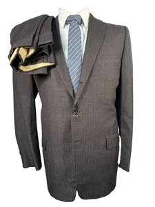 Traje de Colección Años 50 60 Para Hombres Marrón Lana 3 Botones Plisado 2 Piezas 38S Chaqueta 32x27 Pantalón - Imagen 1 de 13