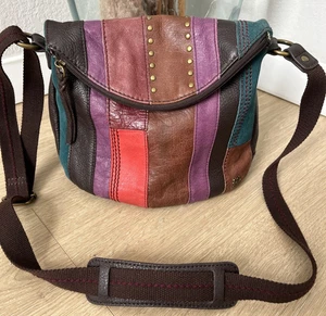 The Sak Deena Flap Crossbody Schultertasche Leder Colorblock Boho Hippie Retro - Bild 1 von 12