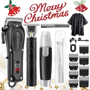 6PC Men'sCordless Hair Clipper Set Professional Grooming Kit Best Christmas Gift - Picture 1 of 52