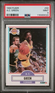 1990-91 Fleer #92 A.C. Green PSA 9 MINT LOS ANGELES LAKERS - Picture 1 of 3