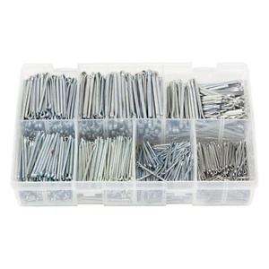 1000Pcs Assorted Box of Split Pins Standard (1/16 5/64 3/32 7/64 1/8 5/32. BZP) - Picture 1 of 1