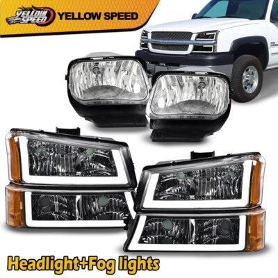 Faros antiniebla LED DRL ámbar cromados + parachoques aptos para Chevy Silverado 03-06 Foto 1 de 4