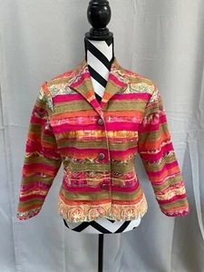 COLDWATER CREEK MULTI COLOR SHORT SILK JACKET Small Petite - Picture 1 of 10