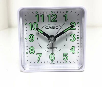 Casio TQ140-7D Travel Clock Quartz Alarm Clock Neobrite White Case w Battery NEW - Image 1 of 2