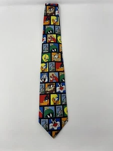 Cravatta vintage 1997 Looney Tunes collezione francobolli USPS Taz Bugs Marvin Martian Tweety - Foto 1 di 4