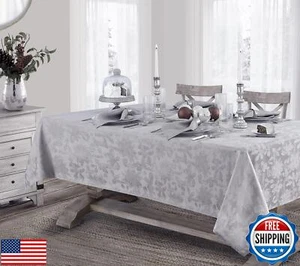 Newbridge “Christmas Carol” Holiday Noel Damask Tablecloth, Holly Leaf and Po - Picture 1 of 5