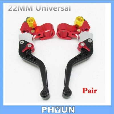 2pcs Red+Black 22mm 7/8" Handlebar Motorcycle Clutch Drum Brake Lever Left&Right - Image 1 of 4