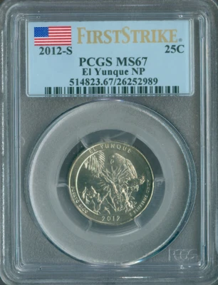 2012 S El Yunque Quarter PCGS MS67 ER . - Image 1 of 2
