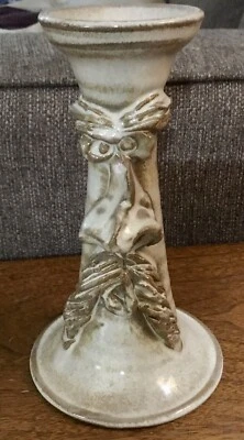 Керамический подсвечник Potts Seagrove NC Unique Face высотой 6,5 дюйма 2010 УНИКАЛЬНЫЙ - Изображение 1 из 4