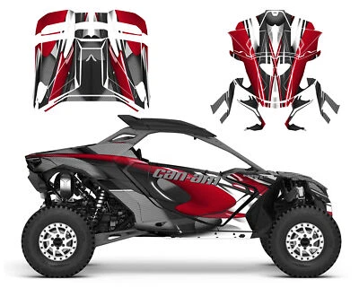 2024 -2025 Can am Maverick R 24 mil custom graphics decal kit design 1533 RED - Image 1 of 4