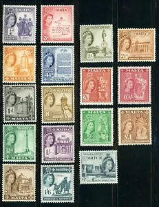 Malta 1956-57 Scott # 246-262 Mint Lightly Hinged Set - Picture 1 of 2