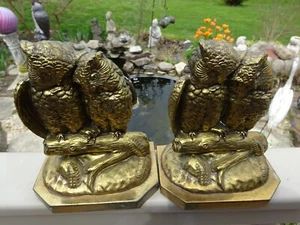 2 Antique Jennings Bros. 'Love Bird' Owls Book Ends JB2687 - Picture 1 of 8