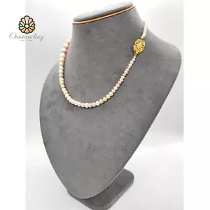 Genuine 18" Candy Color 8mm Pearl Necklace Beads 14ct Gold Clasp Lab Diamonds - Picture 1 of 18