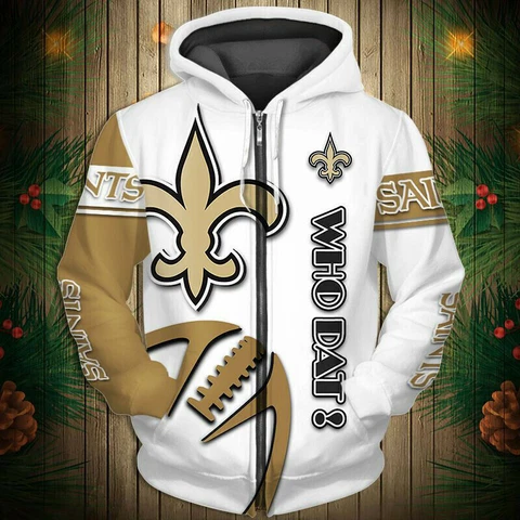 New Orleans Saints Hoodies Men Casual Jacket Full Zip Sweatshirts Sports Hooded Cover