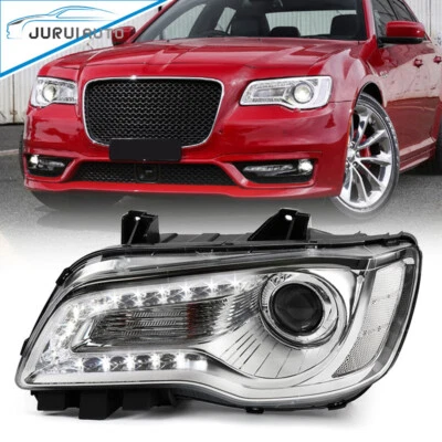Driver Headlight For 2015-2023 Chrysler 300 Chrome Halogen LED DRL Projector LH Foto 1 de 4