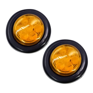 2pcs Amber 2 inch LED Round Truck Trailer Side Marker Clearance Light w/ Grommet - Picture 1 of 7