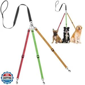 Heavy Duty Tangle Free 3/Three Way Dog Coupler Leash with Padded Handle,Refle - Picture 1 of 5