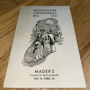 1946 MADER'S MILWAUKEE CENTENNIAL Postcard 1041 N. Third St. - Picture 1 of 2