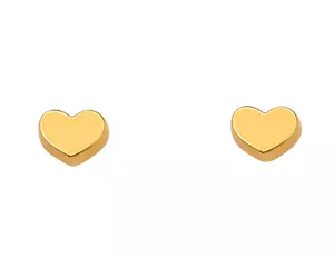 Mini Heart Studs 14K Solid Yellow Gold Earrings - Picture 1 of 2