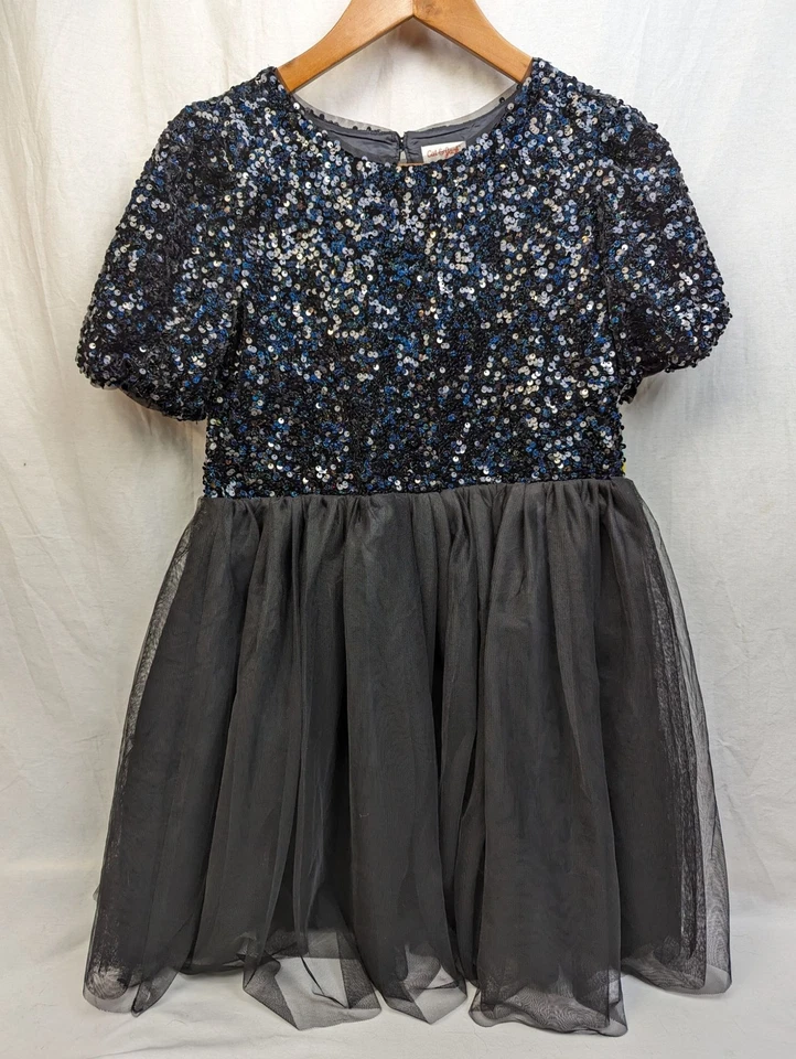Cat & Jack Girl's Kid's Blue Black Sequin Tulle Skirt Christmas Dress Sz XL 14/1 - Image 1 of 4