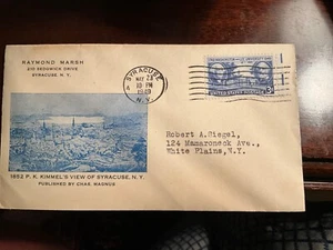 1949 cachet cover 1852 P K Kimmel's view of Syracuse NY to Richard E Townsend NY - Imagen 1 de 1
