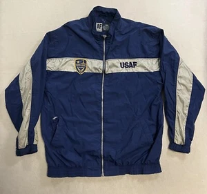 Vintage USAF AF Nylon Jacket Men’s Size Large Blue Gray Full Zip Up Air Force - Picture 1 of 10