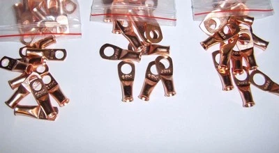 (6) 3/8" 5/16" 1/4"Wire Ring Terminal Copper 6 AWG Gauge Connectors Terminals - Image 1 of 4