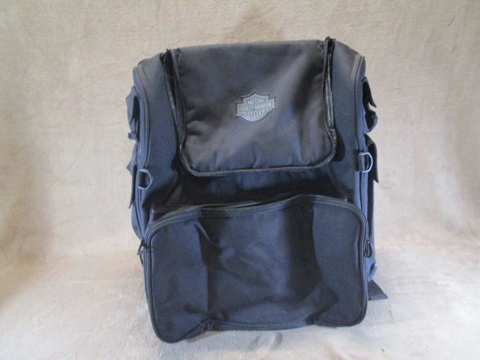 Bolsa traseira Harley Davidson grande preta para motocicletas vários bolsos preta - Imagem 1 de 4
